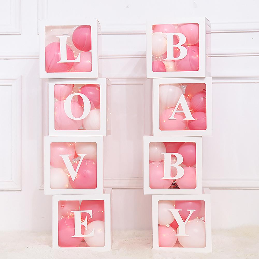 Wedding Z - 27/25 センチメートルカスタムアルファベット文字バルーンボックス A-Z 文字透明ベビーシャワーボックス 1st 誕生日ウェディングパーティーの装飾子供