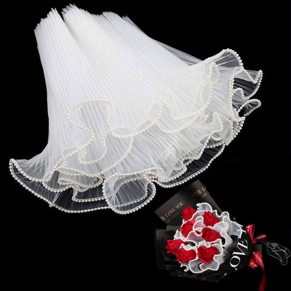 Wedding Supply Shops - 1パックフラワーラッピングペーパー花屋ブーケ用品ホワイトパールウェーブヤーンフラワーラッピングペーパーウェディング誕生日用品