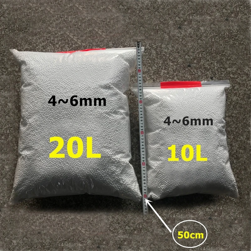 Wedding Z - 4-6mm 10L/20L ホワイト発泡スチロールボール、ビーズバッグ、ベビーベッド、睡眠用枕、ビーズバッグ、椅子、ソファビーズの詰め物用