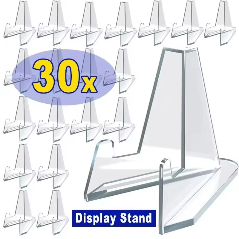 Place Card Holder - 30-1 個三角カードディスプレイスタンドミニアクリルアイドル写真ホルダースタンドコインスポーツトレーディングカードディスプレイラック用