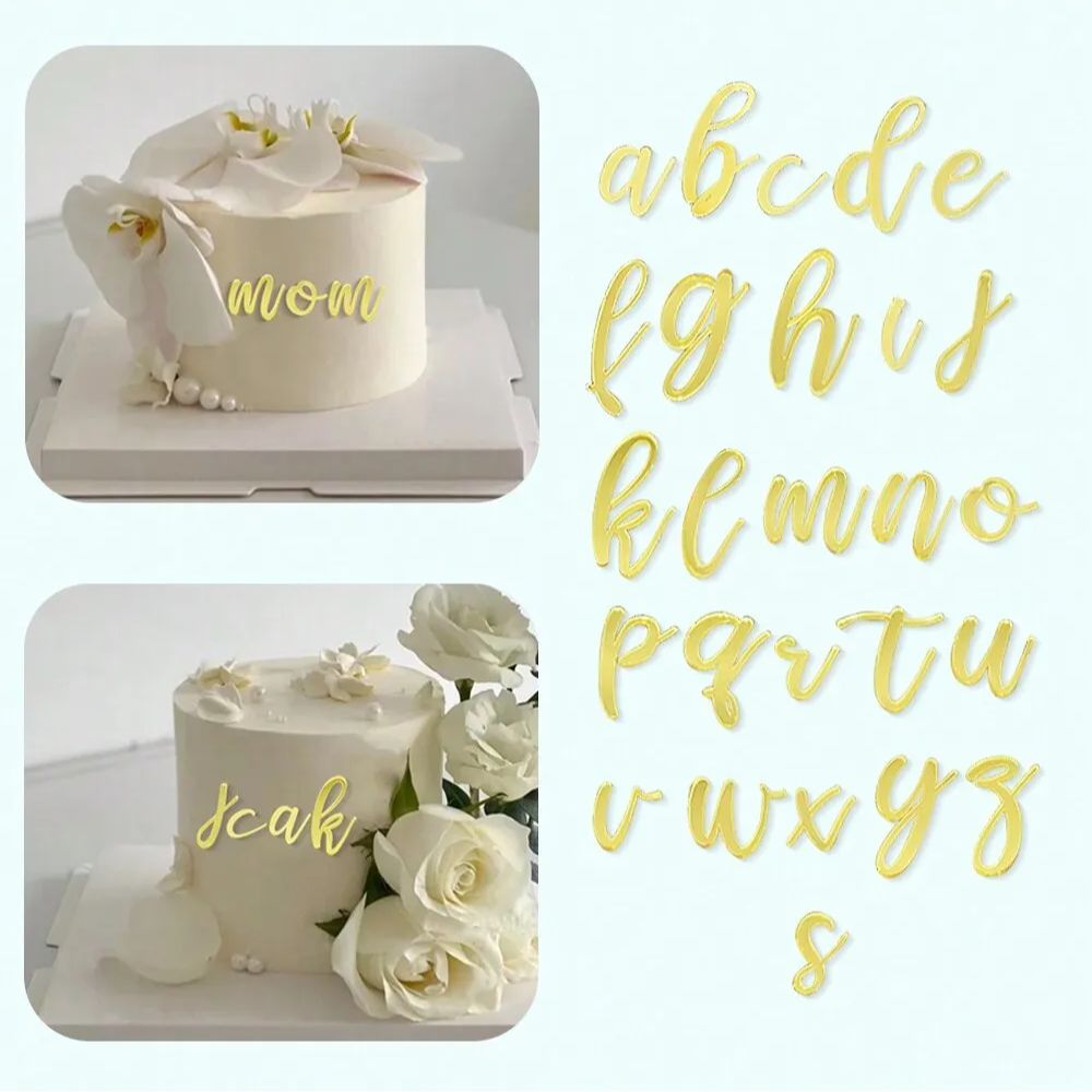 Wedding Z - 1 セットゴールデンミラーアクリル A-Z 英字アルファベットケーキデコレーション誕生日パーティー結婚式 DIY 装飾ケーキトッパー