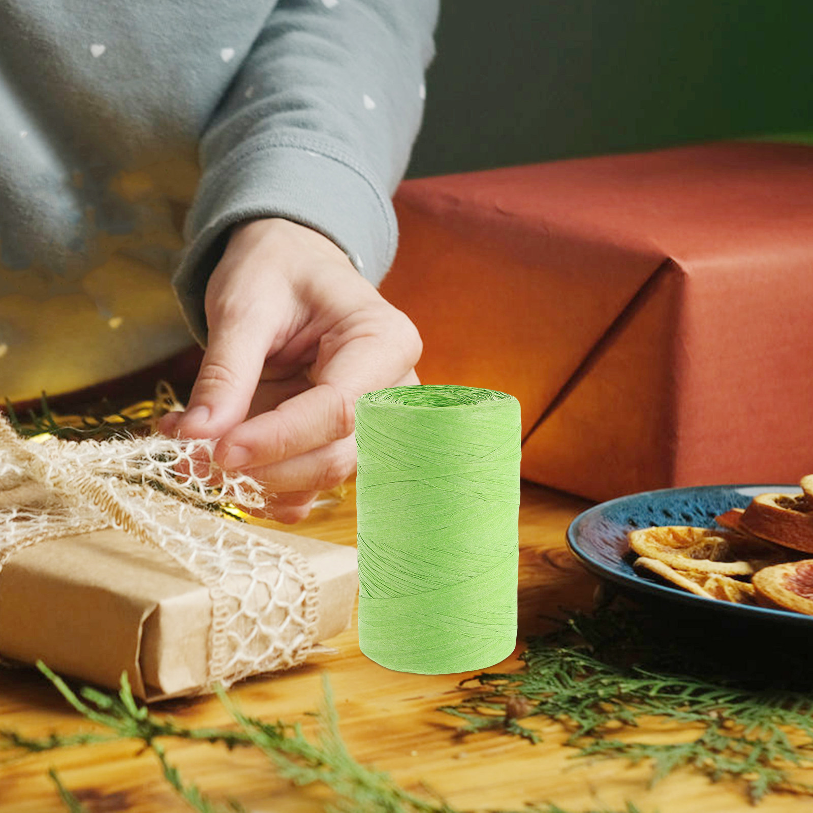 カラーラフィアペーパーストリング フラットリボン プレゼント - Papercraft Supply Ribbon のレビューと価格