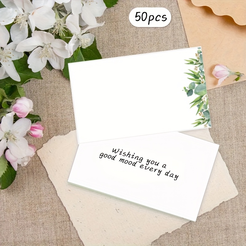 50枚入り グリーンフローラルパターン ブランクメッセージカ - Wedding Supply Company のレビューと価格