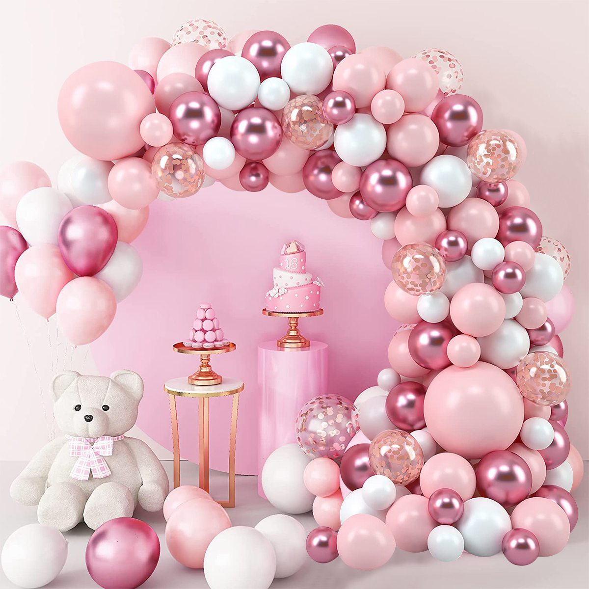 ピンクマカロンバルーンガーランドアーチキット誕生日パーティー - Wedding Day Supply Kit のレビューと価格