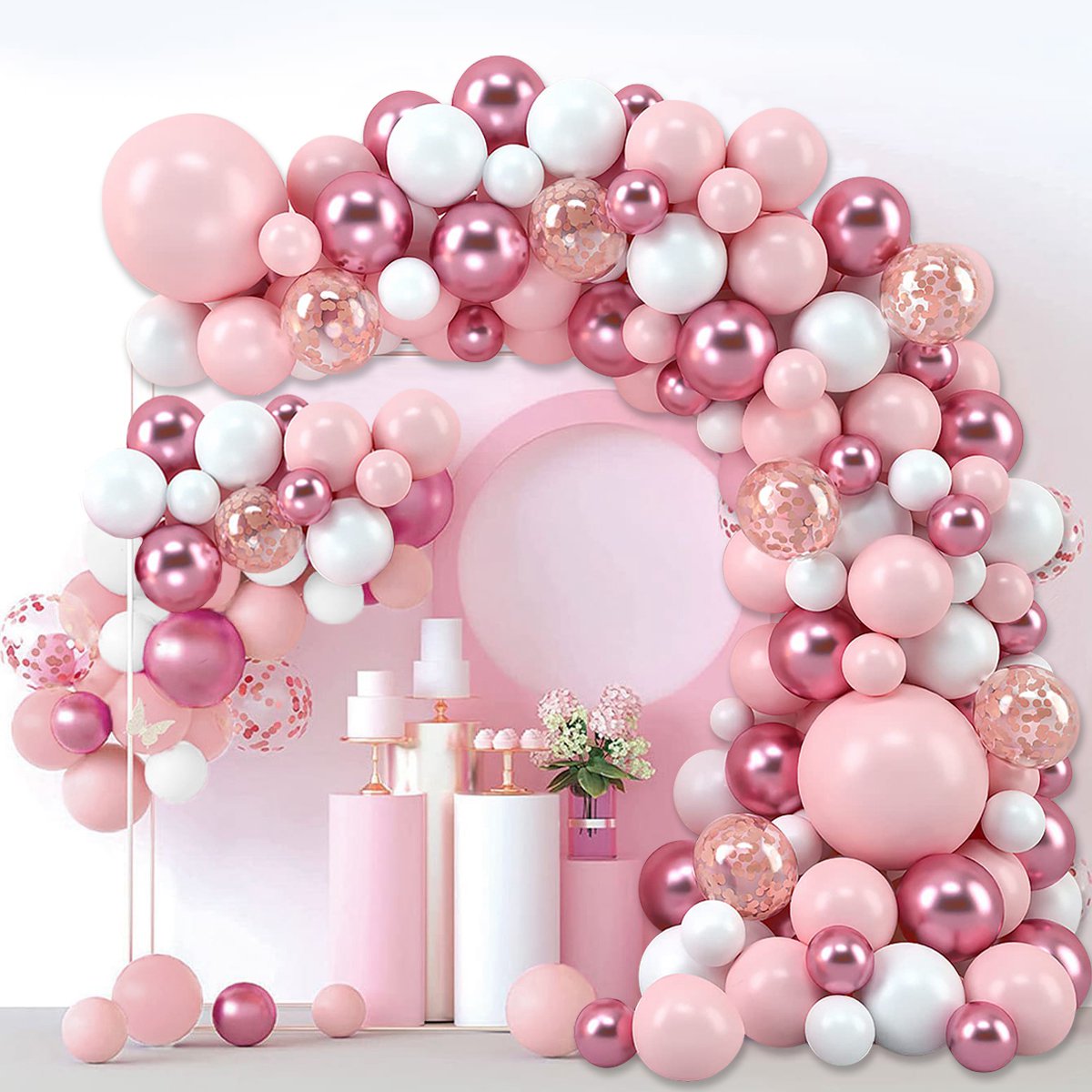 ピンクマカロンバルーンガーランドアーチキット誕生日パーティー - Wedding Day Supply Kit のレビューと価格