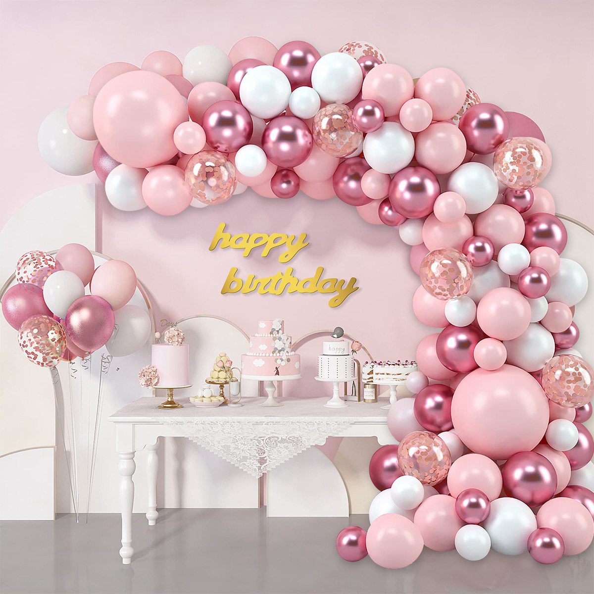 ピンクマカロンバルーンガーランドアーチキット誕生日パーティー - Wedding Day Supply Kit のレビューと価格