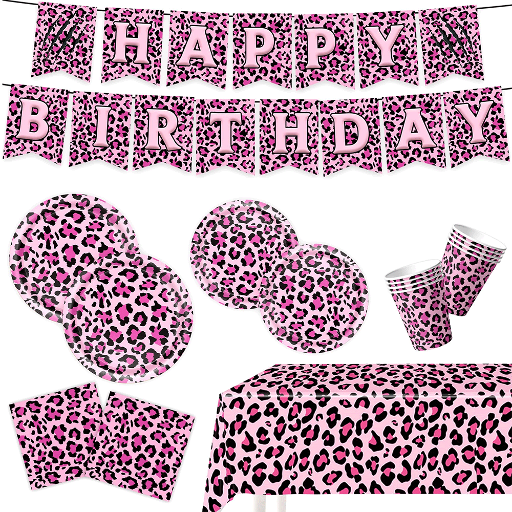 ピンクのヒョウ柄の誕生日パーティー用品デコレーションキット（ - Wedding Day Supply Kit のレビューと価格
