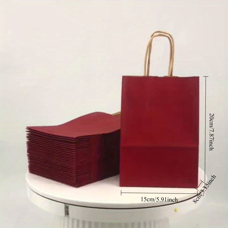 100枚入り 赤い紙製ギフトバッグ ハンドル付き クラフト紙 - Wedding Supply Shops のレビューと価格