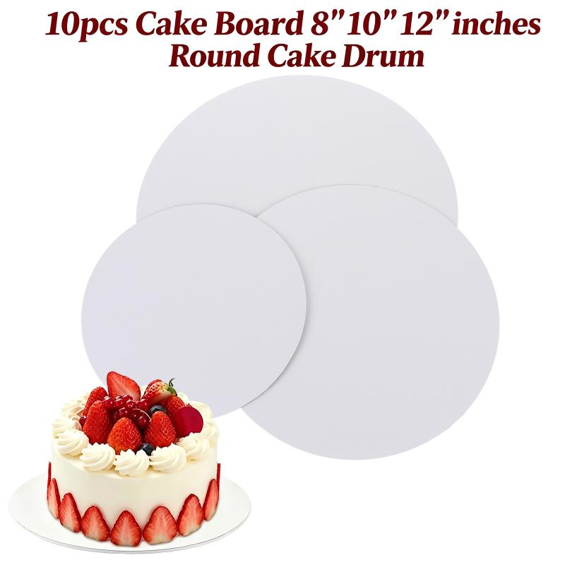 白い丸型ケーキボード10枚入り、業務用ペーパーケーキドラムパ - Wedding Supply Shops のレビューと価格