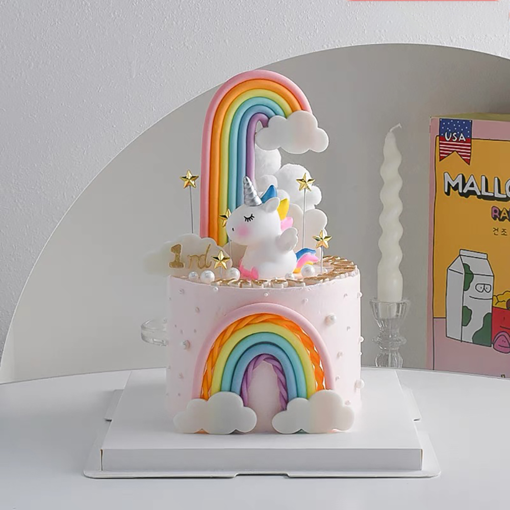 カラフルなユニコーンテーマのレインボーケーキトッパー 結婚式 - Wedding Day Supply Kit のレビューと価格