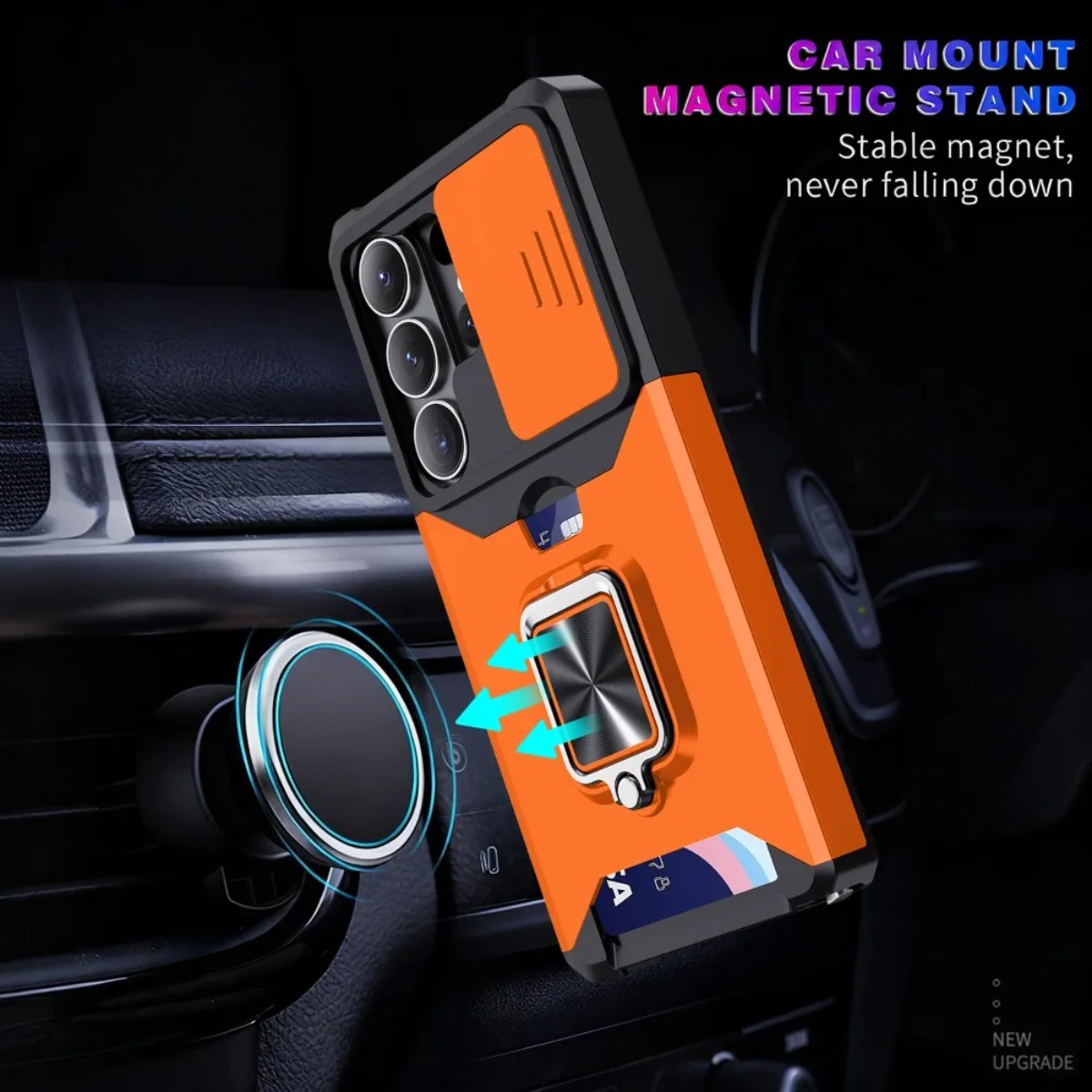 カードスロットリングホルダー付きスライドカメラカバー搭載スマ - Place Card Holder のレビューと価格